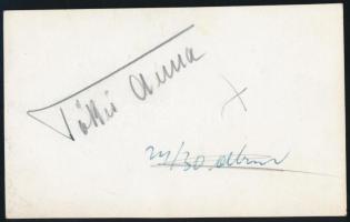 Tőkés Anna (1903-1966) színésznő aláírása az őt ábrázoló fotó hátoldalán