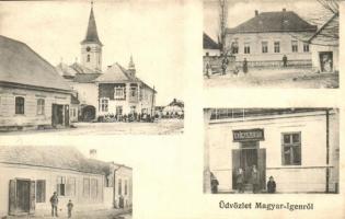 Magyarigen, Ighiu; utcaképek, üzletek, gyógyszertár. Adler Arthur fényirda 1912. / street views with shops, pharmacy