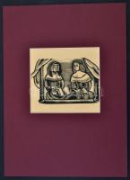 Molnár C. Pál (1894-1981): Uralkodónő és apáca. Fametszet, papír, jelzés nélkül, 10×16 cm