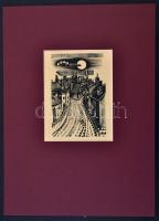 Molnár C. Pál (1894-1981): Utca részlet. Fametszet, papír, jelzés nélkül, 15×10 cm