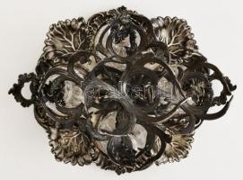 cca 1850 ezüst (Ag.) augsburgi olaj-ecet tartó, eredeti köszörült üveg palackokkal, aprólékos ötvös ...