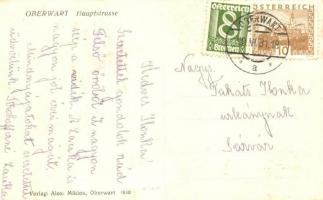 Felsőőr, Oberwarth; Fő utca, Julius Schwarz, Musser, N. Fischer, Radio és Seifen üzlete. Verlag Alex...