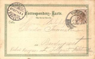 1897 (Vorläufer!) Tirol, Gruss aus... / humorous mocking art postcard. Carl Otto Hayd floral, litho ...