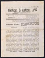 1883 Bányászati és Kohászati Lapok, XVI. évf. 1. szám. Szerk.: Farbaky István. 12 p.+1 fametszetű tábla, a Kizovai légakna átlyukasztásáról. Felvágatlan példány. Jó állapotban.