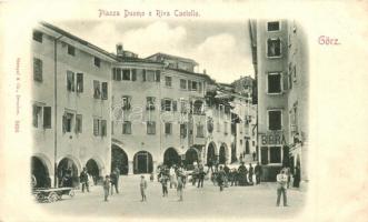 Gorizia, Görz, Gorica; Piazza Duomo e Riva Castello, Birra / square with shops, beer hall