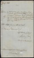 1863 Melzer István királyi személynök aláírt levele fajtalansággal vádolt férfi ügyében, diósgyőri vízjeles papíron.