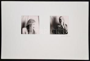 Pócsik Anita (?- ): Modellt állás, 2 db jelzett fotó, paszpartuban, 13,5×12,5 cm