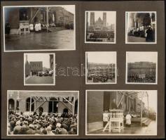 cca 1930-1940 Ünnepi szentmise a szegedi dóm téren, 8 db albumlapra ragasztott fotó, 6x6 és 9x13 cm-es méretben