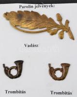 cca 1930 Frontharcos szövetség és tábori csendőrség jelvényei. 7 db jelvény kartonlapon. / Military ...