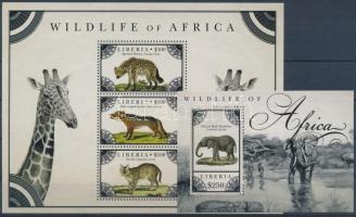 African wild animals mini sheet + block, Afrikai vadállatok kisív + blokk