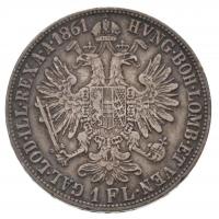 1861B 1Fl Ag "Ferenc József" (12,23g) T:2,2- R! / 
Hungary 1861B 1 Florin Ag "Franz ...