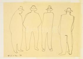 Diószegi Balázs (1914-1999): Gondolkodó, tus, papír, jelzett, paszpartuban, 42×30 cm