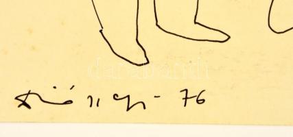 Diószegi Balázs (1914-1999): Gondolkodó, tus, papír, jelzett, paszpartuban, 42×30 cm