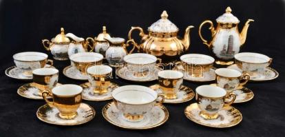 Bavaria emlék (Pisa) mokkás és teás készlet, matricás, jelzett (néhány) , kopott