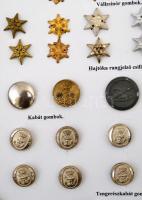 1914-1918 I. világháborús relikvia tétel: sapkajelvények, tiszti síp, rangjelző csillagok. Szépen ad...