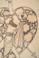 Chyczy jelzéssel: Táncosnő, vegyes technika, selyem, üvegezett fa keretben, 35,5×27 cm