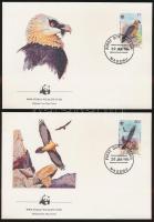 WWF: Szakállas saskeselyű sor 4 db FDC-n WWF Bearded vulture set 4 FDC