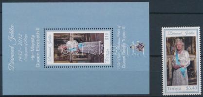 II. Erzsébet királyné trónra lépésének 60. évfordulója bélyeg + blokk, Queen Elizabeth II. stamp + block