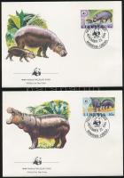 WWF: Pygmy hippopotamus set + 4 FDC, WWF: Törpe víziló sor  + 4 db FDC