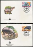 WWF: Pygmy hippopotamus set + 4 FDC WWF: Törpe víziló sor  + 4 db FDC