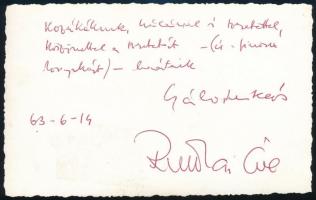 1963 Ruttkai Éva (1927-1986) és Gábor Miklós (1919-1998) fotója, a hátoldalon a két művész dedikáció...
