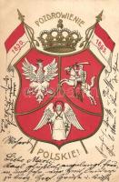 1830-1863 Pozdrowienie Polskie! / Polish greeting card with coat of arms. Rebellions against the Russian Poland. Emb.