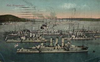 Kiel, Kriegshafen / Imperial German Navy harbor with battleships (EK)