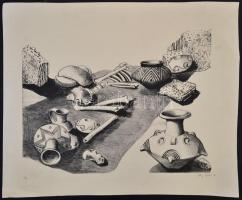 Dékány Ágoston (1948-2015): Portéka, litográfia, papír, jelzett, számozott (21/19), 48×60 cm