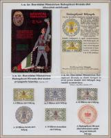 1914-1918 54 darabos háborús propaganda és militária levélzáró gyűjtemény albumlapokon, feliratozva, hozzá két hadsegélyező képeslap / WW. I. military and propaganda poster stamp collection