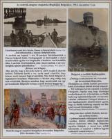 1914 Az osztrák-magyar csapatok elfoglalják Belgrádot. 3 db eredeti fotólap és képeslap magyarázó szöveggel tablón. / Occupation of Belgrade 3 photos and postcards
