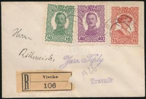 1917 Ajánlott levél 3 bélyeges bérmentesítéssel / Registered cover with 3 stamps franking "VISO...