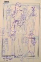 Jelzés nélkül: Divatrajzok. 13 db, pauszpapír, vegyes technika, 31x24 cm