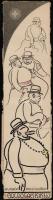 1922 Schima András (Bandi) (1882-1959): A vidéki behívottak. Politikai karikatúra. Akvarell, vegyes technika, papír, jelzett. Hátoldalán levélzárókkal. 36x9 cm / 1922 Political graphic. 36x9 cm