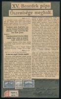 1922 Schima András (Bandi) (1882-1959): XV. Benedek pápa halála. Akvarell, vegyes technika, papír, j...