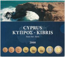 Ciprus 2008. 1c-2E (8xklf) forgalmi sor + 2008. Ciprus emlékérem, mind eredeti tokban T:1 Cyprus 2008. 1 Cent - 2 Euro (8xdiff) coin set + 2008. Cyprus commemorative coin, all in original case C:UNC