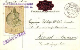 1916 Karácsonyi üdvözlet az olasz harctérről. K.u.K. 15. cm Mörser Abt. Budapest II. Batterie 2. raj...