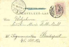 1899 Magyarország. Angyalos címeres litho művészlap / Hungarian coat of arms. angels. litho