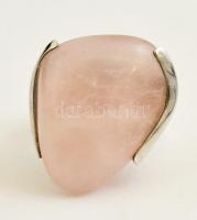 Ezüst(Ag) gyűrű, perui rózsakvarc díszítéssel, jelzett (mesterjeggyel), méret: 60, bruttó: 27,1 g
