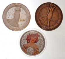 Niue 2011. 1$ Ag &quot;Szűz csillagjegy&quot; + Magyarország DN &quot;Szűz&quot; ezüstözött fém és Br emlékérem pár (42mm) + Szomáliföld 2006. 10sh &quot;Szűz&quot; T:PP,1 Niue 2011. 1 Dollar Ag &quot;Virgo&quot; + Hungary ND &quot;Virgo&quot; silver plated metal and Br commemorative medallion pair (42mm) + Somaliland 2006. 10 Shillings &quot;Virgo&quot; C:PP,UNC