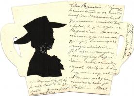 1907 A marienbadi Agerländer Kávéház egyedi kinyitható reklámlapja kávés csésze formában / Custom ma...