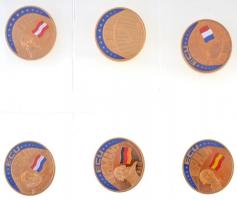 Libéria 2000-2001. 5$-10$ aranyozott Cu-Ni ECU érmék (6xklf) fóliatokban T:1-,2(PP) ujjlenyomat Liberia 2000-2001. 5 Dollars - 10 Dollars gold plated Cu-Ni ECU coins (6xdiff) in foil packing C:AU,XF(PP) fingerprints