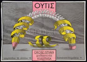 1980 Outis, Orosz István grafikusművész kiállítása a Komáromi Kisgalériában, plakát, szélein kis gyűrődésekkel, 64×90 cm