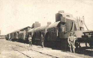 1917 Osztrák-magyar páncélvonat katonákkal / WWI K.u.k. military panzer train (armored train) + K.u.k. Infanterieregiment von Hindenburg. photo (EK)