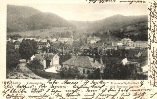 Trencsénteplic-fürdő, Bad Trencianske Teplice - 2 db régi városképes lap: Garni-szálloda, villamos /...