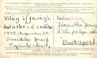 1949 Budapest, II. Világifjúsági és Diáktalálkozó. Egységbe Ifjúság! - 2 db képeslap