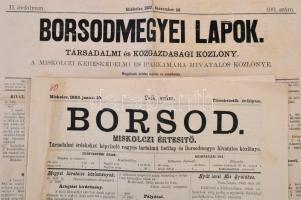 1882-1883 Vegyes Borsod megyei lapok, 2 db: 

1882 Borsodmegyei Lapok. Társadalmi és közgazdasági ...