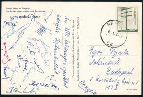 A z MTK labdarúgócsapat tagjai által aláírt képeslap Isztambulból. (Kovalik, Szalay, Jenei, Sándor, ...