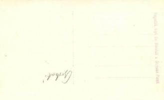 Tátra, Csorbató, Strbské Pleso; Ozubena draha / Fogaskerekű vasútállomás vonattal, büfé épület a meg...