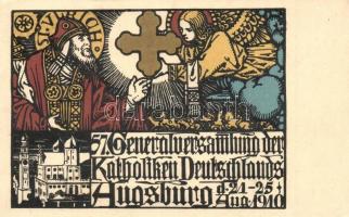 1910 Offizielle Festpostkarte anlässlich der 57. General-Versammlung der Katholiken Deutschlands zu Augsburg. Katholikentag / 57. General assembly of Catholic society in Germany. 5 Pfennig Ga. (EK)