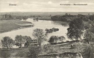 Dimvár, Dimburg, Suchohrad; Morvatájkép / Marchlandschaft / river view
